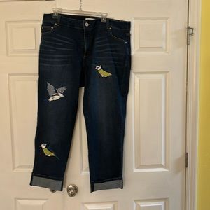 Eloquii Embroidered Cuffed Jeans